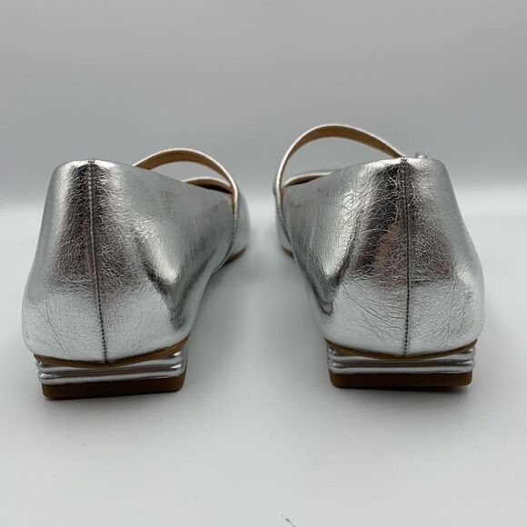 Franco Sarto Tinsley Mary Jane Flat in Silver Faux Leather Size 8 - Picture 7 of 12